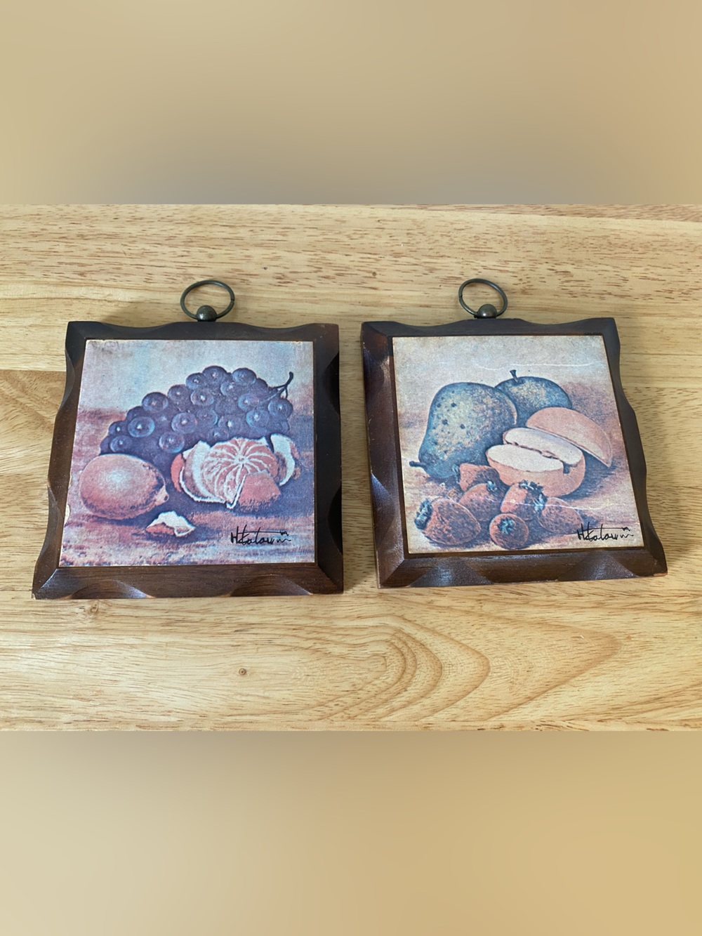 Vintage Fruit Wall Hangings Set of 2
